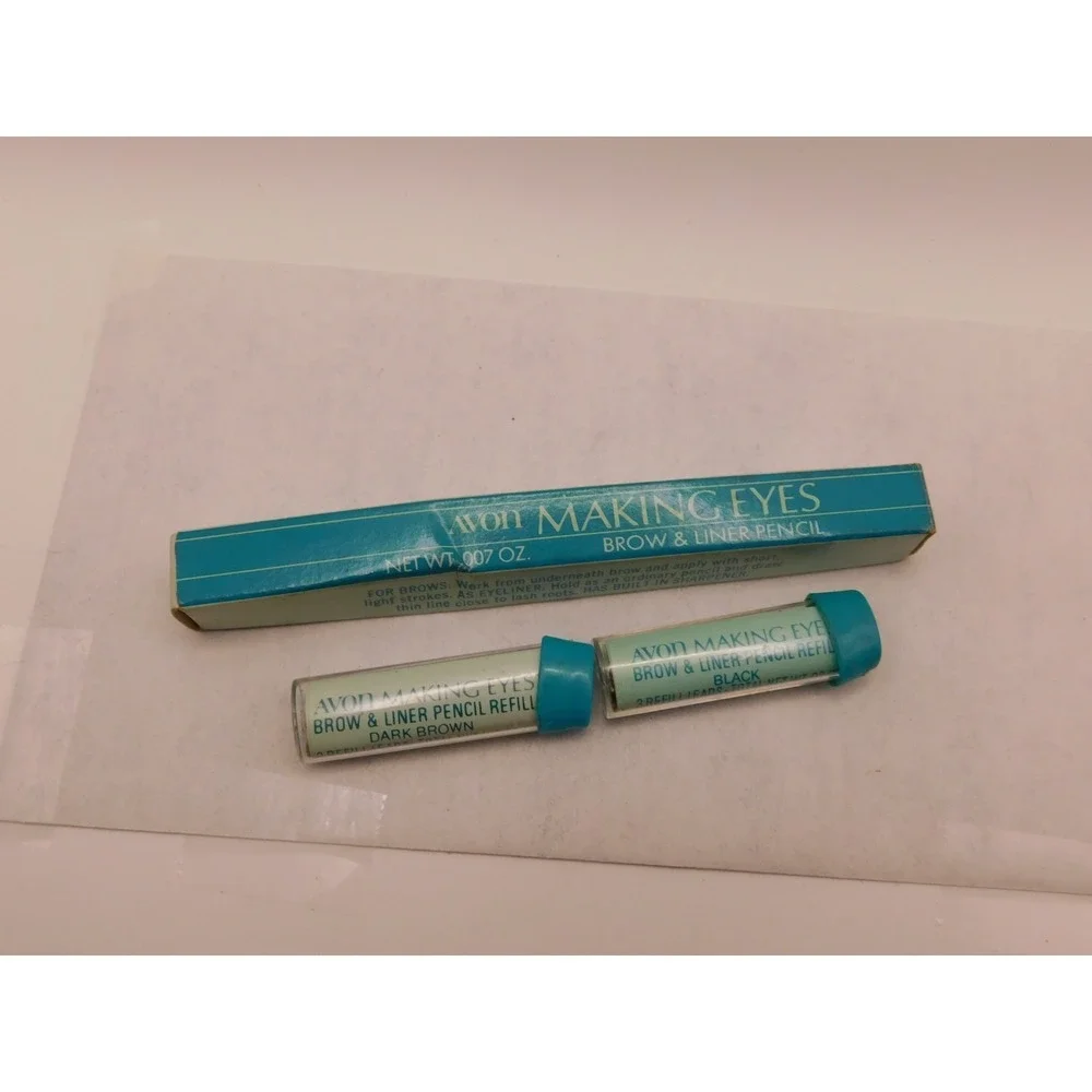 Vintage Avon Making Eyes Brow And Liner Pencil Plus Refills Dark Brown Black
